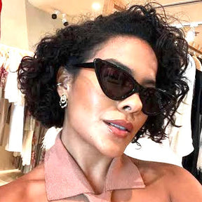 Óculos de Sol Maria de Fátima Gatinho Preto Puro Luxo e Glamour